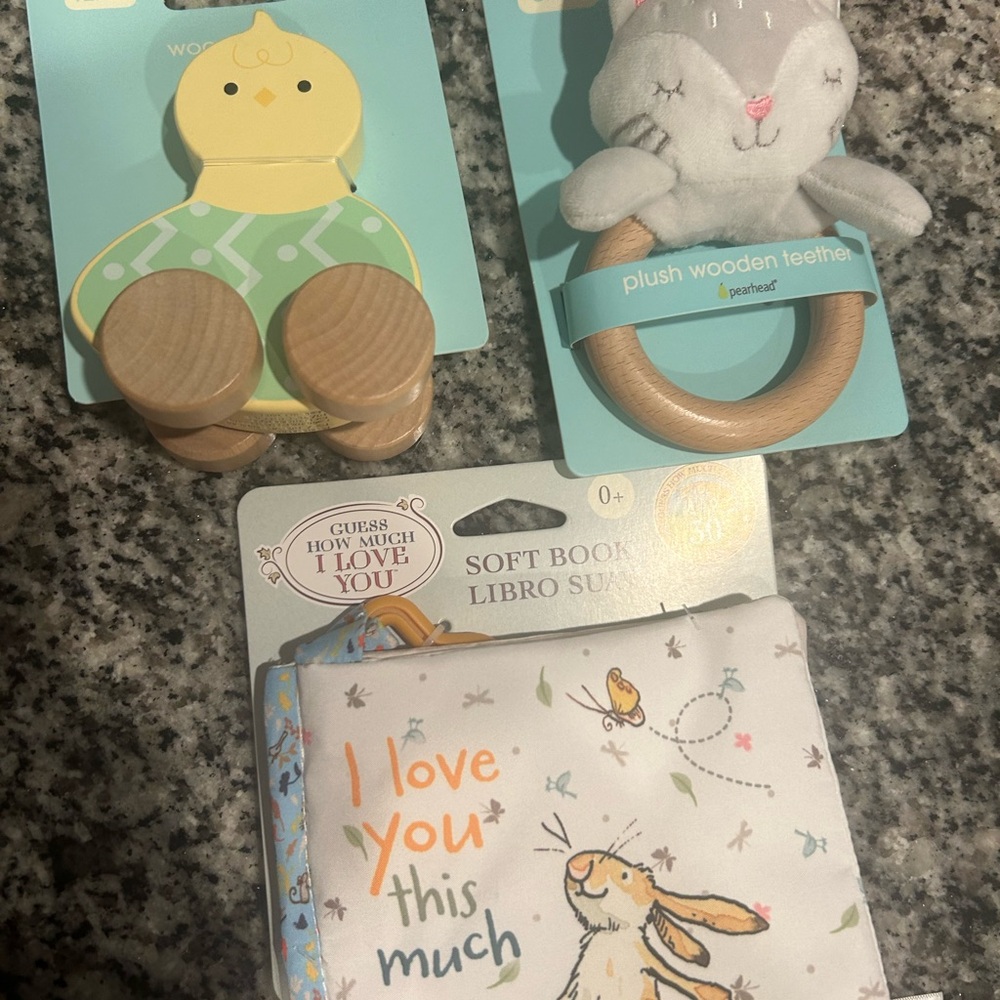 Plush Wooden Teether and Soft Book Set
